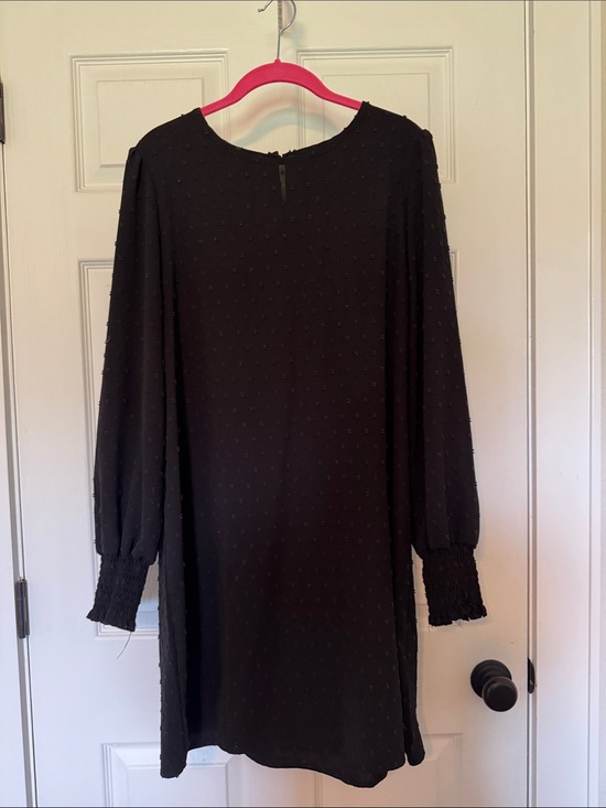 SHEIN Dresses & Skirts - SHEIN Black Long Sleeve Swiss Dot Shift Dress
